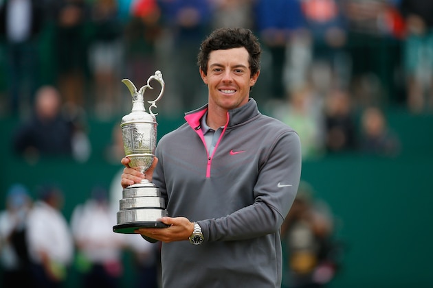 HOYLAKE, ENGLAND - JULY 20:  Rory McIlroy of Northern Ireland holds the Claret Jug after his two-stroke victory at The 143rd Open Championship at Royal Liverpool on July 20, 2014 in Hoylake, England.  (Photo by Tom Pennington/Getty Images)