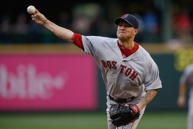SEATTLE, WA - JUNE 24:  Starting pitcher Jake Peavy #44 of the Boston Red Sox pitches in the second inning against the Seattle Mariners at Safeco Field on June 24, 2014 in Seattle, Washington.  (Photo by Otto Greule Jr/Getty Images)