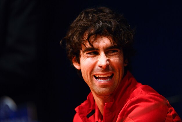 BARCELONA, SPAIN - MARCH 31:  Tiago Mendes of Atletico de Madrid faces the media during a press conference ahead the UEFA Champions League Quarter Final first leg match against FC Barcelona at Camp Nou on March 31, 2014 in Barcelona, Spain.  (Photo by David Ramos/Getty Images)