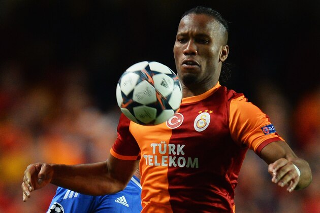 LONDON, ENGLAND - MARCH 18:  Didier Drogba of Galatasaray controls the ball during the UEFA Champions League Round of 16 second leg match between Chelsea and Galatasaray AS at Stamford Bridge on March 18, 2014 in London, England.  (Photo by Mike Hewitt/Getty Images)