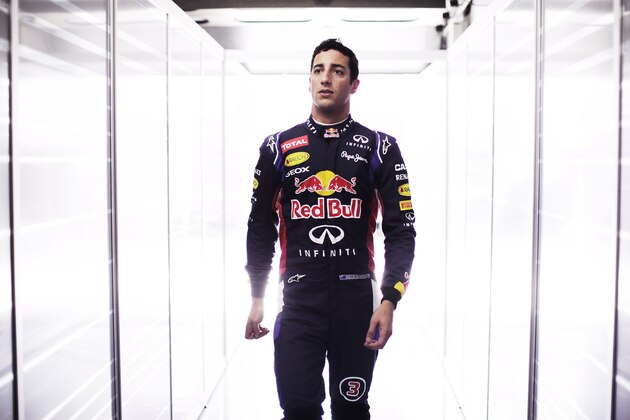 HOCKENHEIM, GERMANY - JULY 18:   Daniel Ricciardo of Australia and Infiniti Red Bull Racing walks into the garage during practice ahead of the German Grand Prix at Hockenheimring on July 18, 2014 in Hockenheim, Germany.  (Photo by Adam Pretty/Getty Images)