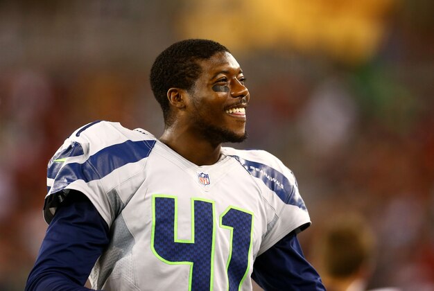 Oct 17, 2013; Phoenix, AZ, USA; Seattle Seahawks cornerback Byron Maxwell against the Arizona Cardinals at University of Phoenix Stadium. Mandatory Credit: Mark J. Rebilas-USA TODAY Sports