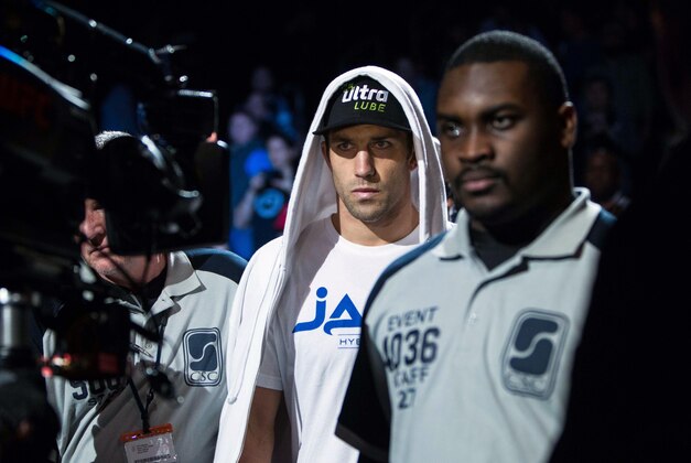 Jan 15, 2014; Duluth, GA, USA; Luke Rockhold before his fight against Costas Philippou (not pictured) during UFC Fight Night at Gwinnett Center. Rockhold wins. Mandatory Credit: Joshua S. Kelly-USA TODAY Sports