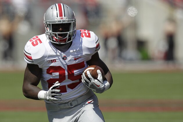 Ohio State running back Bri'onte Dunn during their spring NCAA college football game Saturday, April 12, 2014, in Columbus, Ohio. (AP Photo/Jay LaPrete) Ohio State running back Bri'onte Dunn during their spring NCAA college football game Saturday, April 12, 2014, in Columbus, Ohio. (AP Photo/Jay LaPrete)