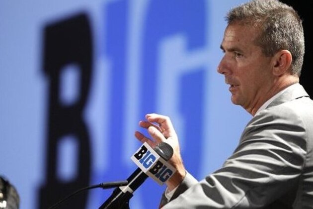 Ohio State head football coach Urban Meyer speaks during the 2012 Big Ten football Media Day, Thursday, July 26, 2012, in Chicago. (AP Photo/M. Spencer Green) Ohio State head football coach Urban Meyer speaks during the 2012 Big Ten football Media Day, Thursday, July 26, 2012, in Chicago. (AP Photo/M. Spencer Green)
