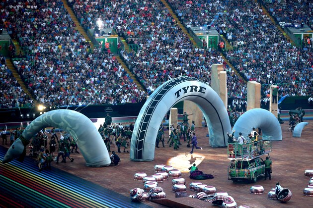 GLASGOW, SCOTLAND - JULY 23:  Dancers perform with a Loch Ness Monster during the Opening Ceremony for the Glasgow 2014 Commonwealth Games at Celtic Park on July 23, 2014 in Glasgow, Scotland.  (Photo by Hannah Peters/Getty Images)