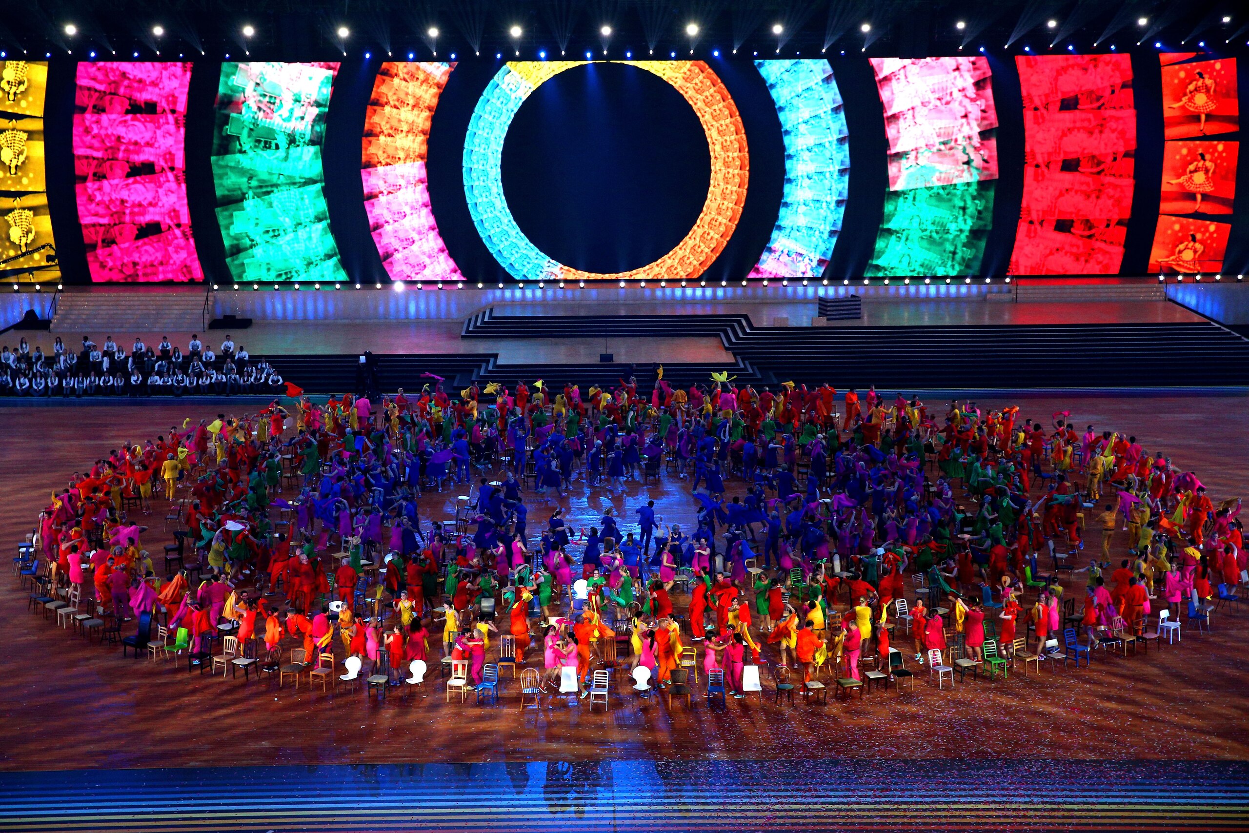 GLASGOW, SCOTLAND - JULY 23:  Dancers perform during the Opening Ceremony for the Glasgow 2014 Commonwealth Games at Celtic Park on July 23, 2014 in Glasgow, Scotland.  (Photo by Ian Walton/Getty Images)