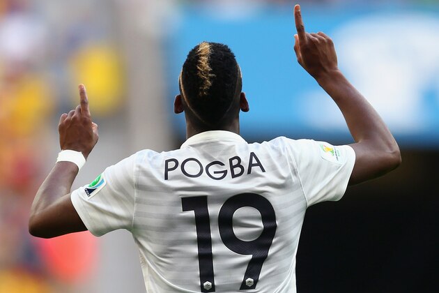 BRASILIA, BRAZIL - JUNE 30: Paul Pogba of France celebrates scoring his team's first goal during the 2014 FIFA World Cup Brazil Round of 16 match between France and Nigeria at Estadio Nacional on June 30, 2014 in Brasilia, Brazil. (Photo by Jeff Gross/Getty Images) BRASILIA, BRAZIL - JUNE 30: Paul Pogba of France celebrates scoring his team's first goal during the 2014 FIFA World Cup Brazil Round of 16 match between France and Nigeria at Estadio Nacional on June 30, 2014 in Brasilia, Brazil. (Photo by Jeff Gross/Getty Images)