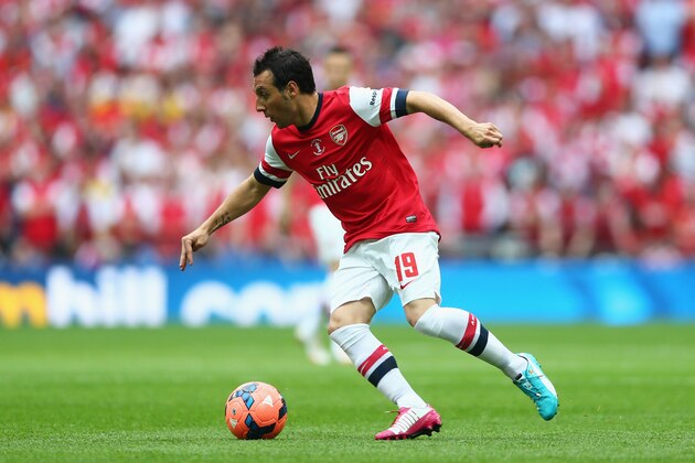 LONDON, ENGLAND - MAY 17:  Santi Cazorla of Arsenal in action during the FA Cup with Budweiser Final match between Arsenal and Hull City at Wembley Stadium on May 17, 2014 in London, England.  (Photo by Paul Gilham/Getty Images)