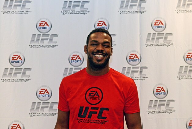 December 13, 2013; Sacramento, CA, USA; UFC light heavyweight Jon Jones smiles for a photo during an announcement for Jones being on the cover of the EA Sports UFC video game during the official weigh-ins for UFC on FOX 9 at Sleep Train Arena. Mandatory Credit: Kyle Terada-USA TODAY Sports December 13, 2013; Sacramento, CA, USA; UFC light heavyweight Jon Jones smiles for a photo during an announcement for Jones being on the cover of the EA Sports UFC video game during the official weigh-ins for UFC on FOX 9 at Sleep Train Arena. Mandatory Credit: Kyle Terada-USA TODAY Sports