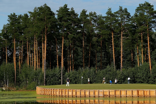 MOSCOW, RUSSIA - JULY 24:  A general view of the eighth green on day one of the M2M Russian Open at Tseleevo Golf & Polo Club on July 24, 2014 in Moscow, Russia.  (Photo by Harry Engels/Getty Images)