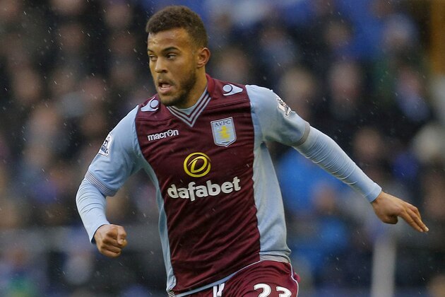 LIVERPOOL, ENGLAND :FEBRUARY 01 2014 : Ryan Bertrand of Aston Villa  during the Barclays Premier League match between Everton and Aston Villa at Goodison Park on February 1, 2014 in Liverpool England. (Photo by Malcolm Couzens/Getty Images)