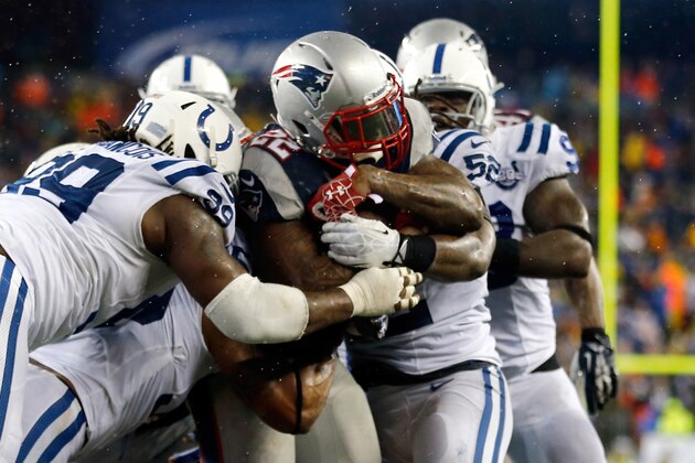 FOXBORO, MA - JANUARY 11: Stevan Ridley #22 of the New England Patriots scores in the third quarter against the Indianapolis Colts during the AFC Divisional Playoff game at Gillette Stadium on January 11, 2014 in Foxboro, Massachusetts. (Photo by Jim Rogash/Getty Images) FOXBORO, MA - JANUARY 11: Stevan Ridley #22 of the New England Patriots scores in the third quarter against the Indianapolis Colts during the AFC Divisional Playoff game at Gillette Stadium on January 11, 2014 in Foxboro, Massachusetts. (Photo by Jim Rogash/Getty Images)