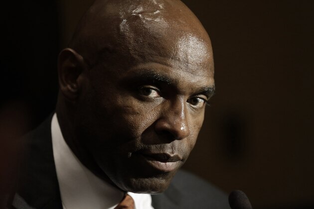 Texas coach Charlie Strong listens to reporter's questions at the Big 12 Conference NCAA college football media days in Dallas, Tuesday, July 22, 2014. (AP Photo)