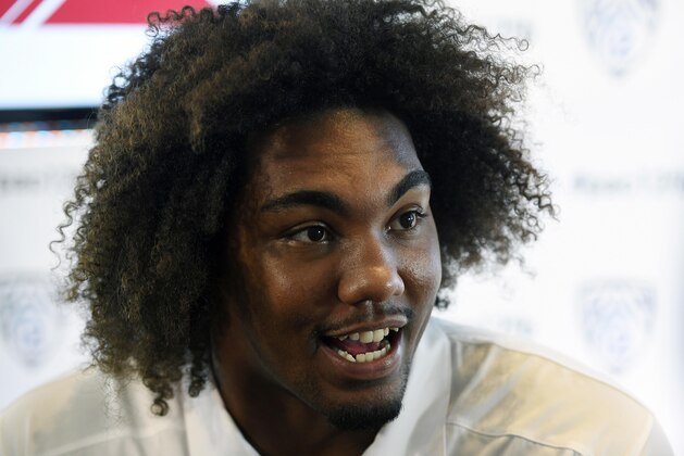 Jul 23, 2014; Hollywood, CA, USA; Southern California Trojans defensive end Leonard Williams talks to the media during the Pac-12 Media Day at the Studios at Paramount. Mandatory Credit: Kelvin Kuo-USA TODAY Sports