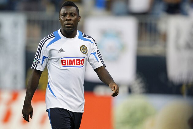 CHESTER, PA - AUGUST 24: Freddy Adu #11 of the Philadelphia Union walks onto the pitch before the start of a Major League Soccer game against Real Salt Lake on August 24, 2012 at PPL Park in Chester, Pa. The game ended in a scoreless tie. (Photo by Rich Schultz/Getty Images)