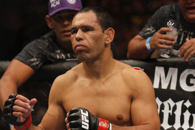 Antonio Rogerio Nogueira trades punches with Jason Brilz during their UFC heavyweight mixed martial art match Saturday, May 29, 2010 at The MGM Grand Garden Arena in Las Vegas. (AP Photo/Eric Jamison)