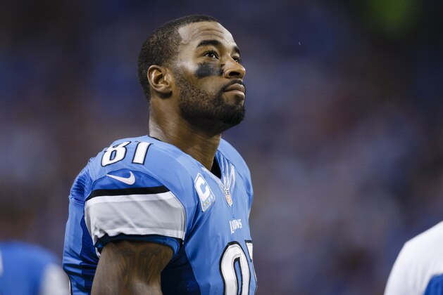 Detroit Lions wide receiver Calvin Johnson (81) is seen during the third quarter of an NFL football game against the New York Giants in Detroit, Sunday, Dec. 22, 2013. (AP Photo/Rick Osentoski)