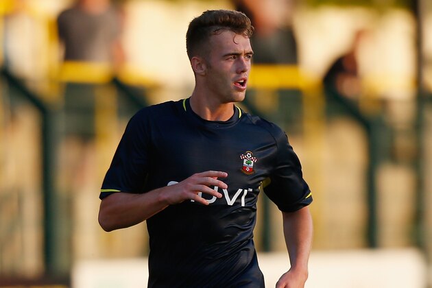 HASSELT, BELGIUM - JULY 17:  Calum Chambers of Southampton in action during the pre-season friendly match between KSK Hasselt and Southampton at the Stedelijk Sportstadion on July 17, 2014 in Hasselt, Belgium.  (Photo by Harry Engels/Getty Images)