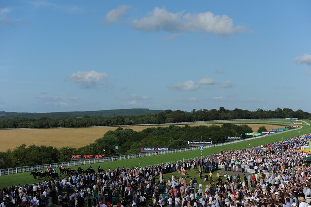 CHICHESTER, ENGLAND - AUGUST 03: A General view of the crowds and racing on the final day of Glorious Goodwood at Goodwood on August 3, 2013 in Chichester, England. (Photo by Steve Bardens/Getty Images)