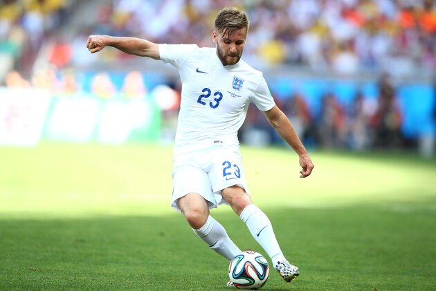 BELO HORIZONTE, BRAZIL - JUNE 24:  Luke Shaw of England controls the ball during the 2014 FIFA World Cup Brazil Group D match between Costa Rica and England at Estadio Mineirao on June 24, 2014 in Belo Horizonte, Brazil.  (Photo by Ian Walton/Getty Images)