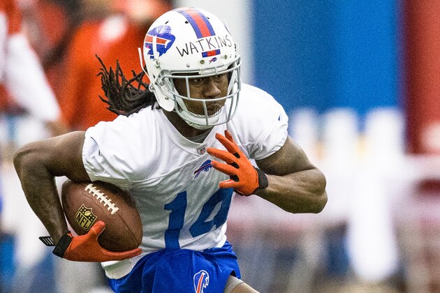 ORCHARD PARK, NY - May 18: Sammy Watkins #14 of Buffalo Bills runs with a ball during the Buffalo Bills rookie minicamp on May 18, 2014 at Ralph Wilson Stadium in Orchard Park, New York. (Photo by Brett Carlsen/Getty Images) ORCHARD PARK, NY - May 18: Sammy Watkins #14 of Buffalo Bills runs with a ball during the Buffalo Bills rookie minicamp on May 18, 2014 at Ralph Wilson Stadium in Orchard Park, New York. (Photo by Brett Carlsen/Getty Images)