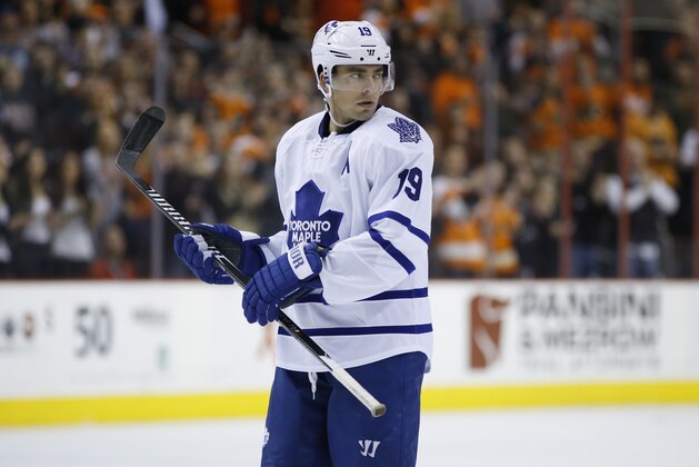 Toronto Maple Leafs' Joffrey Lupul in action during an NHL hockey game against the Philadelphia Flyers, Friday, March 28, 2014, in Philadelphia. (AP Photo/Matt Slocum)