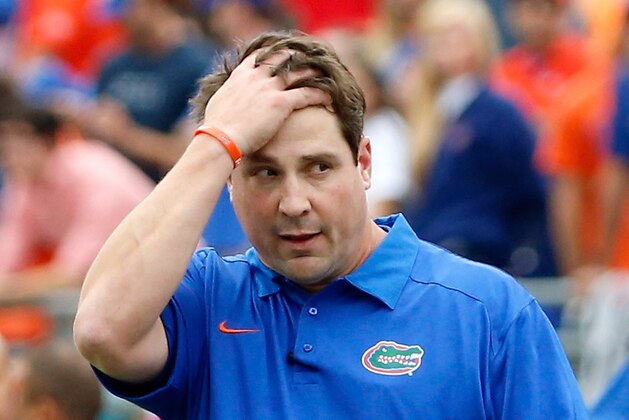 JACKSONVILLE, FL - NOVEMBER 02:  Head coach Will Muschamp of the Florida Gators watches the action during the game against the Georgia Bulldogs at EverBank Field on November 2, 2013 in Jacksonville, Florida.  (Photo by Sam Greenwood/Getty Images)