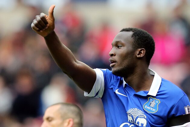 Everton's Romelu Lukaku during their English Premier League soccer match against Sunderland at the Stadium of Light, Sunderland, England, Saturday, April 12, 2014. (AP Photo/Scott Heppell)
