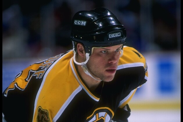 21 Feb 1996: Defenseman Jon Rohloff of the Boston Bruins looks on during a game against the Anaheim Mighty Ducks at Arrowhead Pond in Anaheim, California. The Ducks won the game, 4-3.
