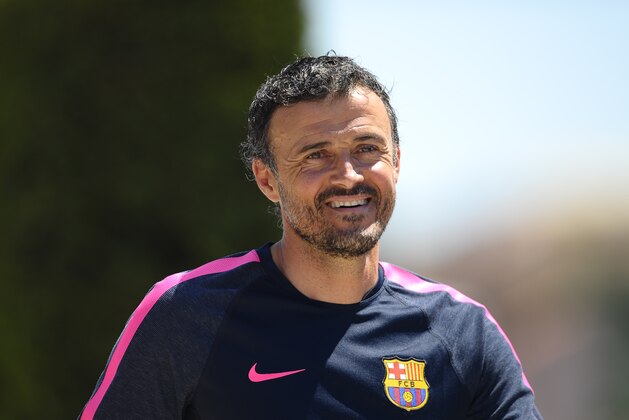 FC Barcelona's coach Luis Enrique arrives for a press conference at the Sports Center FC Barcelona Joan Gamper in San Joan Despi, Spain, Wednesday, July 16, 2014. Enrique takes charge of the squad on Tuesday when the team begins training for the 2014/15 season. (AP Photo/Manu Fernandez)