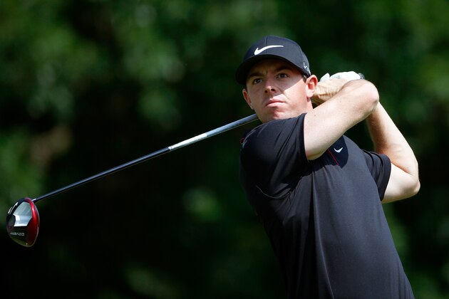 AKRON, OH - JULY 31:  Rory McIlroy of Northern Ireland hits off the 14th tee during the first round of the World Golf Championships-Bridgestone Invitational at Firestone Country Club South Course on July 31, 2014 in Akron, Ohio.  (Photo by Sam Greenwood/Getty Images)