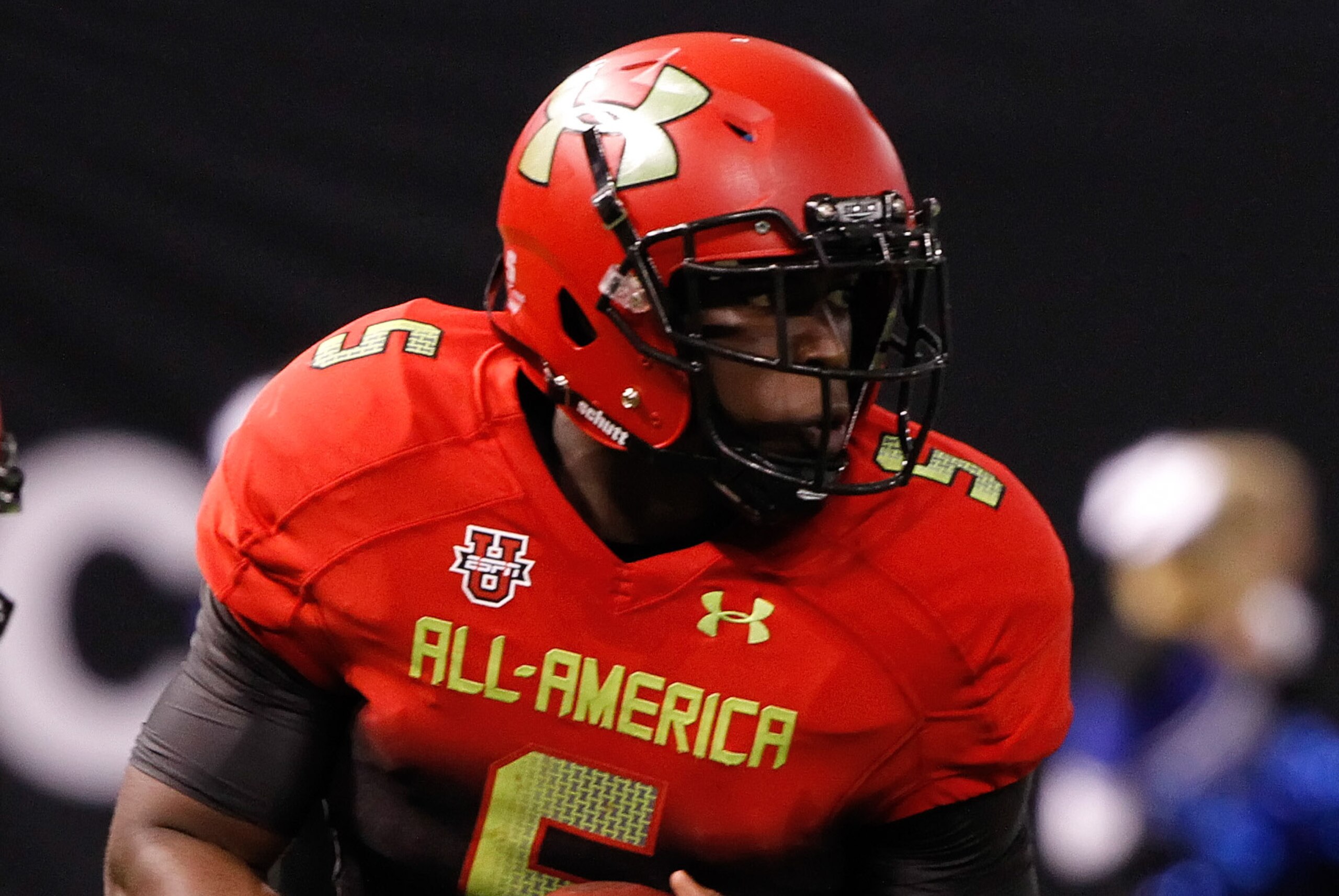 Jan 2, 2014; St. Petersburg, FL, USA; Team Highlight running back Leonard Fournette (5) runs with the ball during the first half at Tropicana Field. Mandatory Credit: Kim Klement-USA TODAY Sports