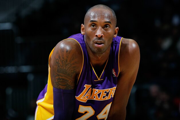 ATLANTA, GA - DECEMBER 16: Kobe Bryant #24 of the Los Angeles Lakers stands during a free throw against the Atlanta Hawks at Philips Arena on December 16, 2013 in Atlanta, Georgia. NOTE TO USER: User expressly acknowledges and agrees that, by downloading and or using this photograph, User is consenting to the terms and conditions of the Getty Images License Agreement. (Photo by Kevin C. Cox/Getty Images) ATLANTA, GA - DECEMBER 16: Kobe Bryant #24 of the Los Angeles Lakers stands during a free throw against the Atlanta Hawks at Philips Arena on December 16, 2013 in Atlanta, Georgia. NOTE TO USER: User expressly acknowledges and agrees that, by downloading and or using this photograph, User is consenting to the terms and conditions of the Getty Images License Agreement. (Photo by Kevin C. Cox/Getty Images)