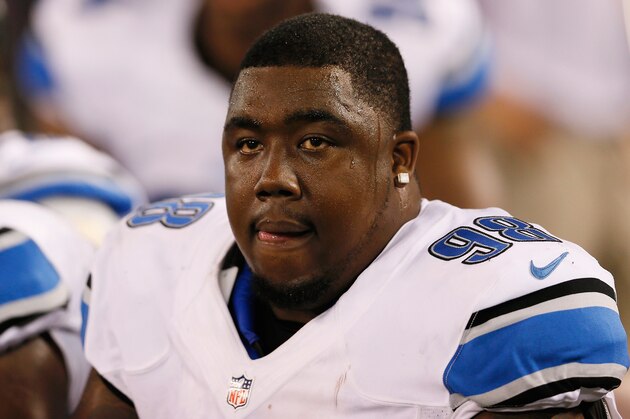 BALTIMORE, MD - AUGUST 17: Nick Fairley #98 of the Detroit Lions looks on from the sidelines against the Baltimore Ravens at M&T Bank Stadium on August 17, 2012 in Baltimore, Maryland.  (Photo by Rob Carr/Getty Images)