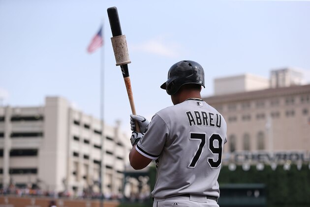 DETROIT, MI - JULY 31:  Jose Abreu #79 of the Chicago White Sox stands in the on deck circle during the seventh inning of the game against the Detroit Tigers at Comerica Park on July 31, 2014 in Detroit, Michigan. The White Sox defeated the Tigers 7-4.  (Photo by Leon Halip/Getty Images)