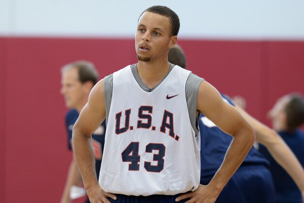 LAS VEGAS, NV - JULY 29:  Stephen Curry #43 of the USA Mens Basketball team before practice at the Mendenhall Center at the University of Nevada, Las Vegas on July 29, 2014 in Las Vegas, Nevada. NOTE TO USER: User expressly acknowledges and agrees that, by downloading and/or using this photograph, user is consenting to the terms and conditions of the Getty Images License Agreement.  Mandatory Copyright Notice: Copyright 2014 NBAE (Photo by Andrew D. Bernstein/NBAE via Getty Images)