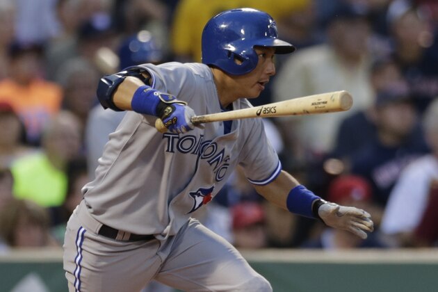 Toronto Blue Jays Munenori Kawasaki during a baseball game at Fenway Park in Boston, Monday, July 28, 2014. (AP Photo/)