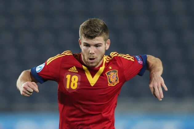 JERUSALEM, ISRAEL - JUNE 06:  Alberto Moreno of Spain in action during the UEFA European U21 Championships, Group B match between Spain and  Russia at Teddy Stadium on June 6, 2013 in Jerusalem, Israel.  (Photo by Ian Walton/Getty Images)