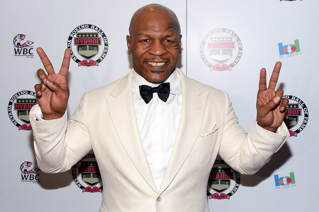 LAS VEGAS, NV - AUGUST 10:  Former boxer and inductee Mike Tyson arrives at the Nevada Boxing Hall of Fame inaugural induction gala at the Monte Carlo Resort and Casino on August 10, 2013 in Las Vegas, Nevada.  (Photo by Ethan Miller/Getty Images)