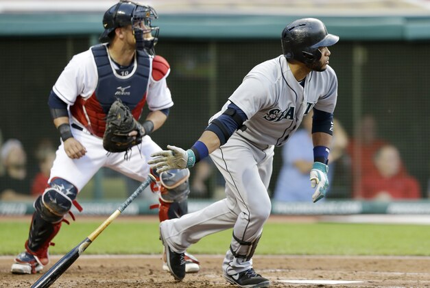 Seattle Mariners' Robinson Cano, right, watches his ball after hitting an RBI-double off Cleveland Indians starting pitcher Zach McAllister in the third inning of a baseball game Thursday, July 31, 2014, in Cleveland. Chris Taylor scored on the play. Indians catcher Yan Gomes watches (AP Photo/Tony Dejak) Seattle Mariners' Robinson Cano, right, watches his ball after hitting an RBI-double off Cleveland Indians starting pitcher Zach McAllister in the third inning of a baseball game Thursday, July 31, 2014, in Cleveland. Chris Taylor scored on the play. Indians catcher Yan Gomes watches (AP Photo/Tony Dejak)