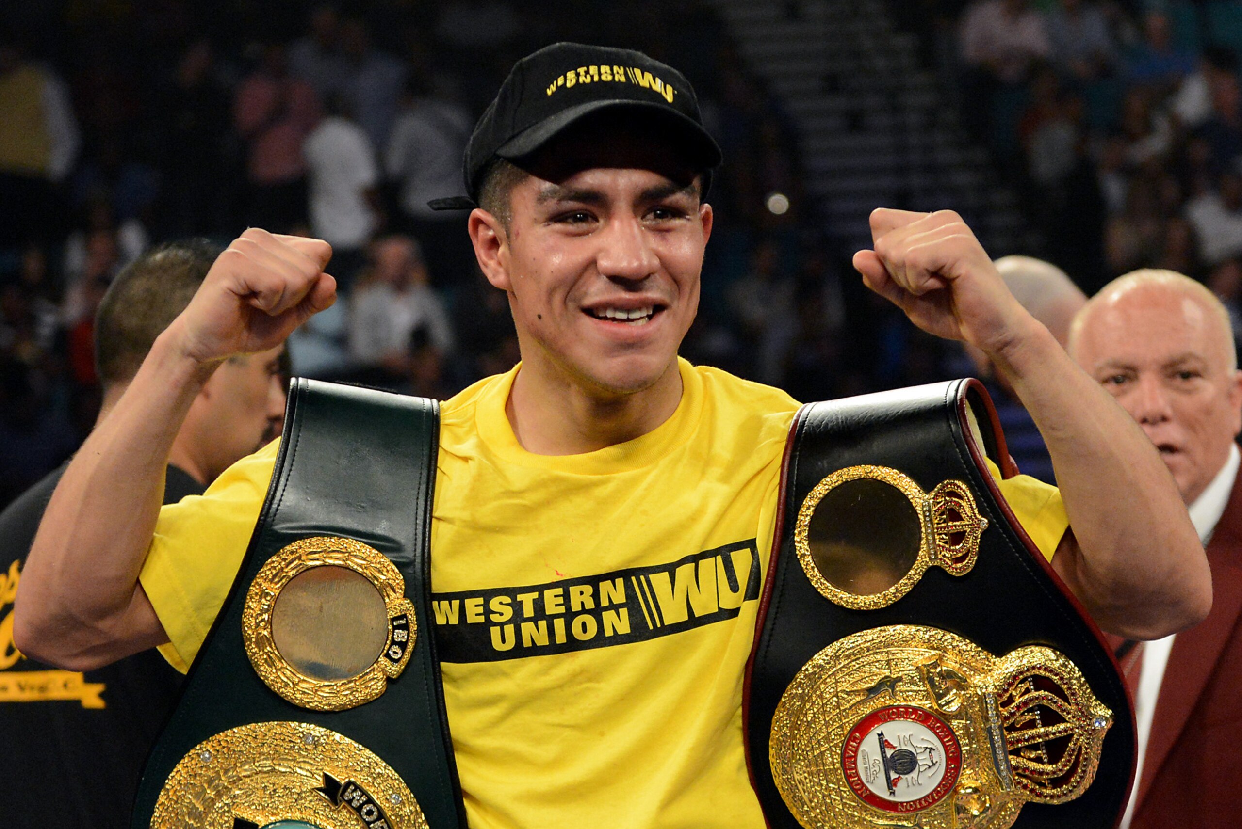 Apr 12, 2014; Las Vegas, NV, USA; Jesse Vargas wins the WBA Super Lightweight title fight against Khabib Allakhverdiev (not pictured) at the MGM Grand Garden Arena. Mandatory Credit: Jayne Kamin-Oncea-USA TODAY Sports