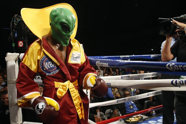Apr 19, 2014; Washington, DC, USA; Bernard Hopkins  enters the ring prior to his fight against Beibut Shumenov  (not pictured) at DC Armory. Mandatory Credit: Geoff Burke-USA TODAY Sports