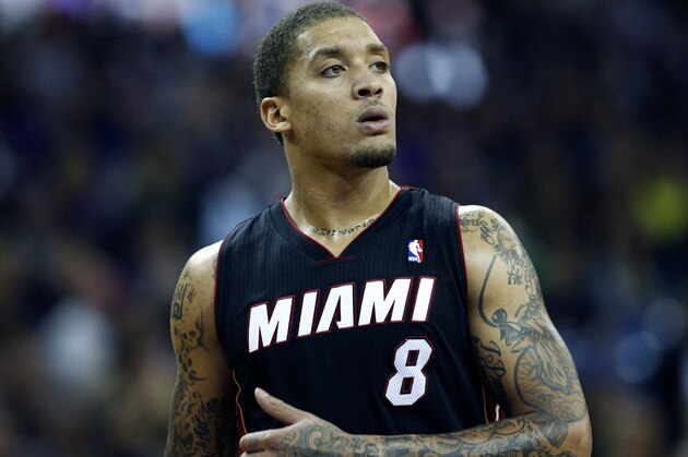 Miami Heat forward Michael Beasley during the second half of an NBA basketball game against teh Sacramento Kings in Sacramento, Calif., on Friday, Dec. 27, 2013.(AP Photo/Steve Yeater)