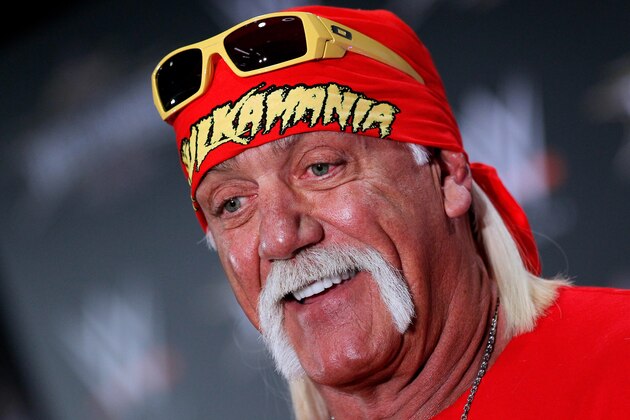 Hulk Hogan speaks during a news conference before Wrestlemania XXX at the Mercedes-Benz Super Dome in New Orleans on Sunday, April 6, 2014. (Jonathan Bachman/AP Images for WWE)