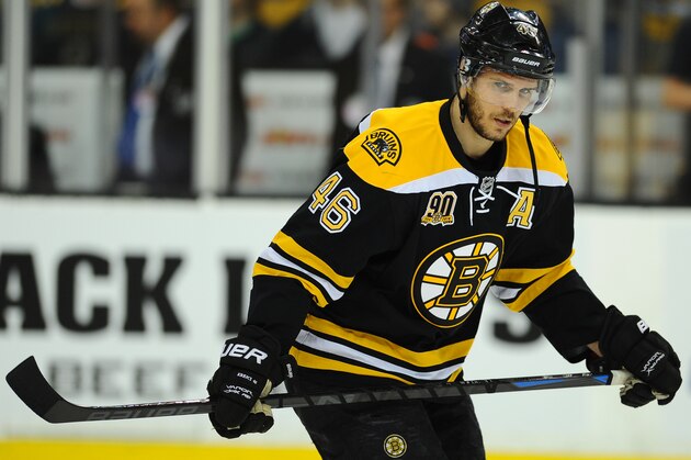 BOSTON, MA - MAY 10: David Krejci #46 of the Boston Bruins skates during warm ups before the game against the Montreal Canadiens in Game Five of the Second Round of the 2014 Stanley Cup Playoffs at TD Garden on May 10, 2014 in Boston, Massachusetts. (Photo by Brian Babineau/NHLI via Getty Images) BOSTON, MA - MAY 10: David Krejci #46 of the Boston Bruins skates during warm ups before the game against the Montreal Canadiens in Game Five of the Second Round of the 2014 Stanley Cup Playoffs at TD Garden on May 10, 2014 in Boston, Massachusetts. (Photo by Brian Babineau/NHLI via Getty Images)