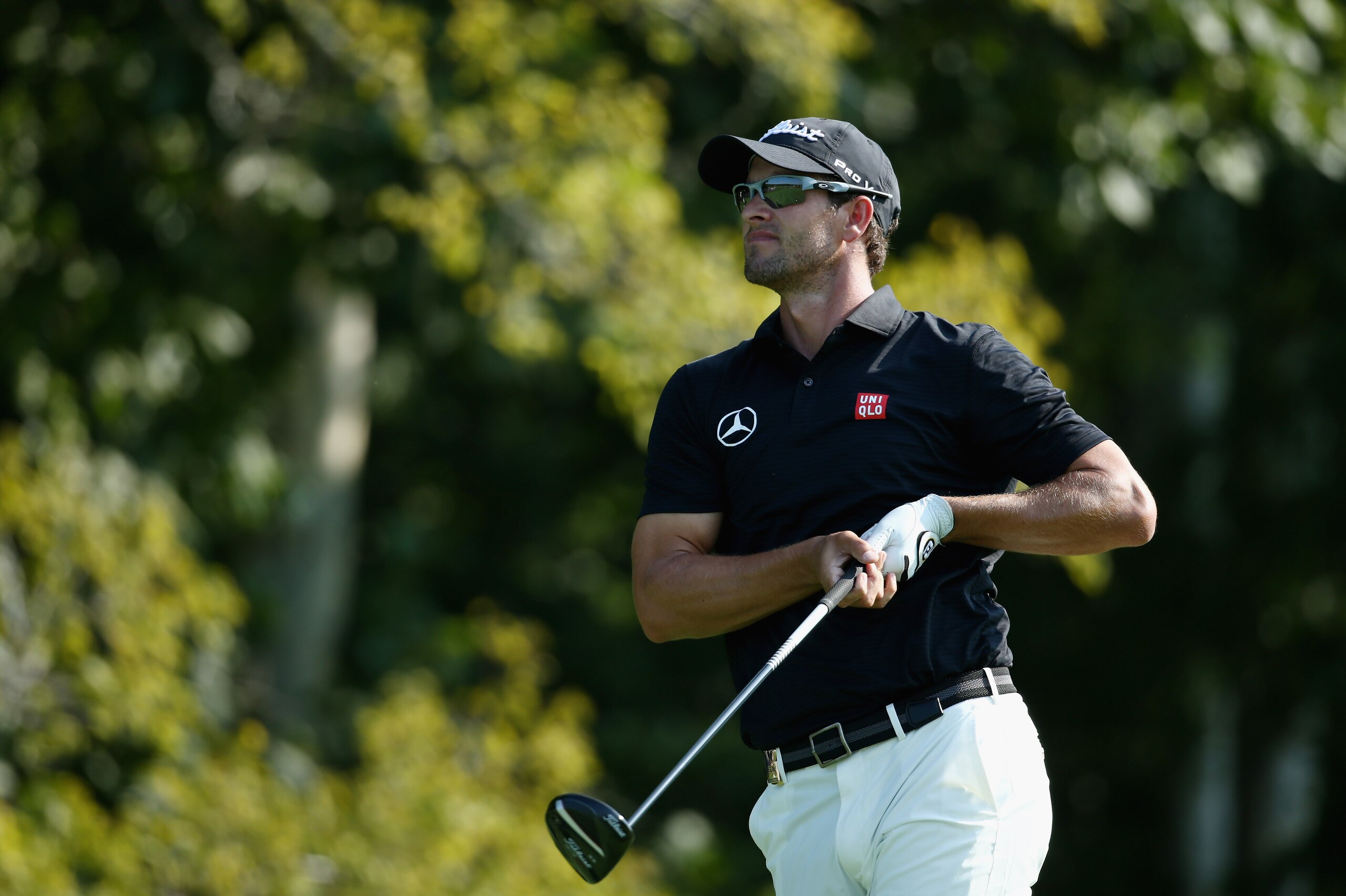 LOUISVILLE, KY - AUGUST 04:  Adam Scott of Australia hits a tee shot during a practice round prior to the start of the 96th PGA Championship at Valhalla Golf Club on August 4, 2014 in Louisville, Kentucky.  (Photo by Warren Little/Getty Images)