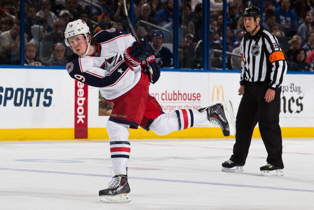 TAMPA, FL - APRIL 11: Ryan Johansen #19 of the Columbus Blue Jackets skates against the Tampa Bay Lightning at the Tampa Bay Times Forum on April 11, 2014 in Tampa, Florida. (Photo by Scott Audette/NHLI via Getty Images)
