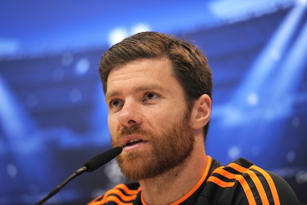 MADRID, SPAIN - APRIL 22:  Xabi Alonso of Real Madrid CF answers a question during their press conference at Valdebebas training ground ahead of the UEFA Champions League semi-final first leg match against Bayern Munich on April 22, 2014 in Madrid, Spain.  (Photo by Denis Doyle/Getty Images)