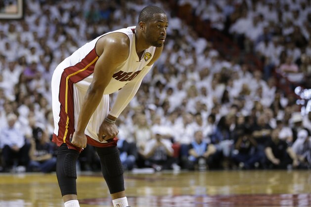 Miami Heat guard Dwyane Wade (3) during the first half in Game 4 of the NBA basketball finals against the San Antonio Spurs,Thursday, June 12, 2014, in Miami. (AP Photo/Lynne Sladky) Miami Heat guard Dwyane Wade (3) during the first half in Game 4 of the NBA basketball finals against the San Antonio Spurs,Thursday, June 12, 2014, in Miami. (AP Photo/Lynne Sladky)